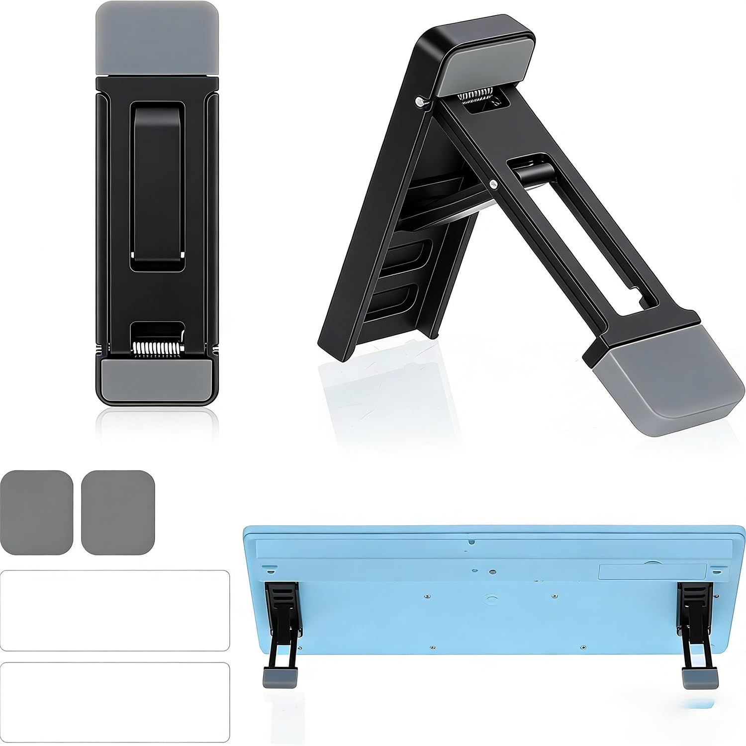 2 pezzi di supporto portatile per tastiera, supporto pieghevole in lega di zinco regolabile su 3 livelli per tastiera di computer Mini supporto da scrivania per laptop per una digitazione erg