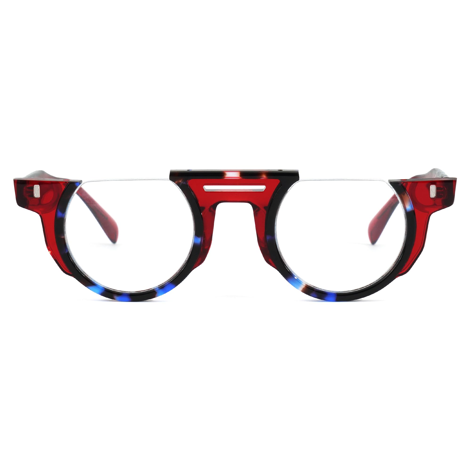 Zeelool Classic Half-frame Round Glasses with Non-prescription Clear Lens for Men ZJGA332547-05 Red