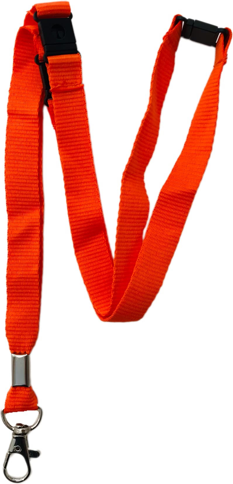 PAC Supplies Global 15mm Colourful Neck Lanyard With 3 Point (Triple) Safety Breakaway (Orange, 5 lanyards)
