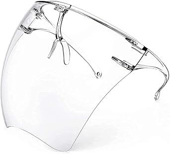 KolorFish Transparent Face Shield Sunglasses Full Cover | Anti Fog Clear Plastic Face for Adults | See Through Mouth and Nose Facial |Cover Glasses (Pack of 1)