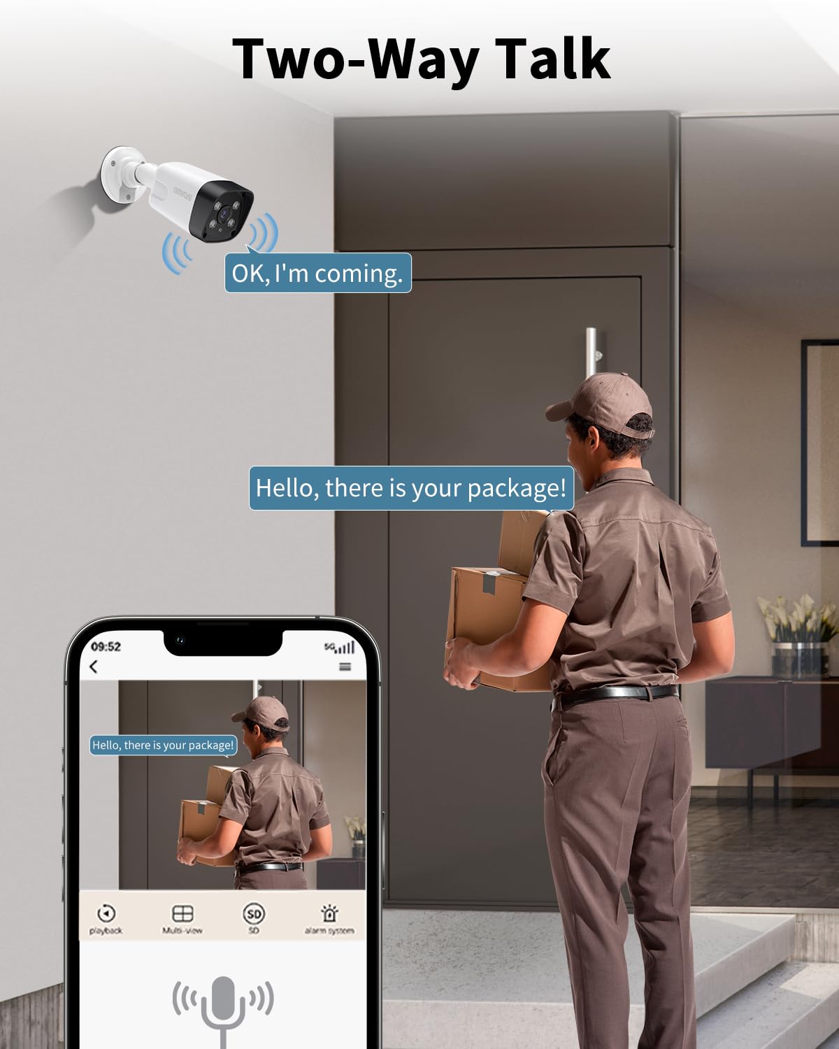 130° Wide Angle & 2-Way Audio Outdoor Security Camera System - 4K Wired IP Cameras, Surveillance DVR Kit
