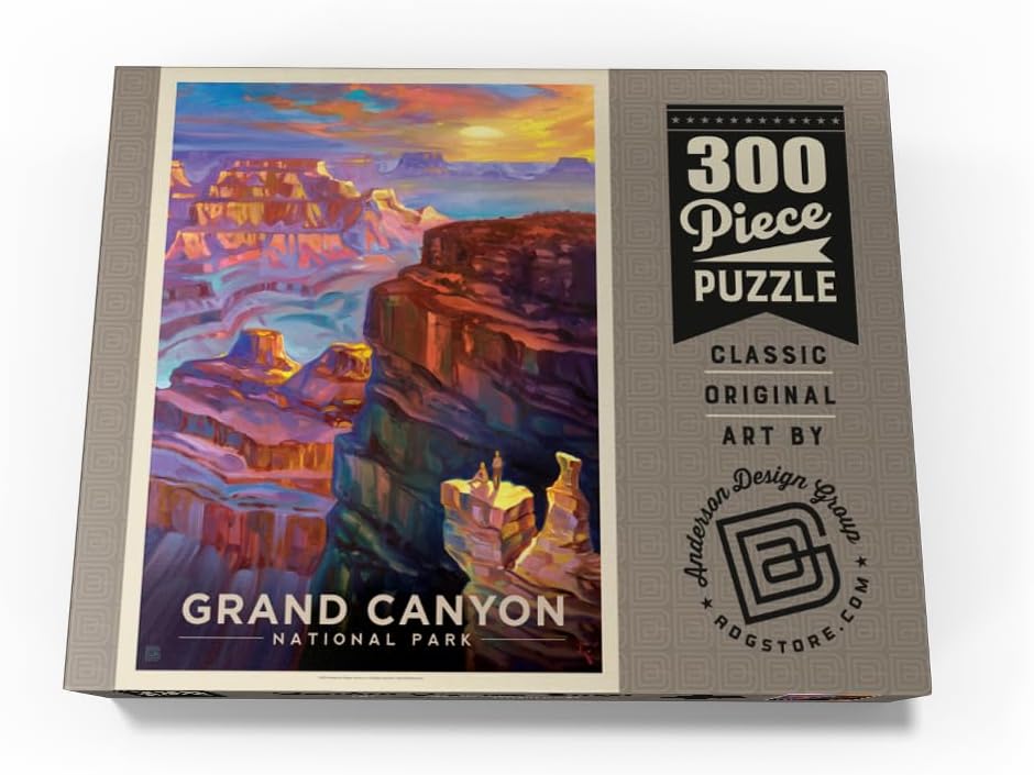 MyPuzzle Grand Canyon National Park: Sunset, Vintage Poster - Premium 300 Piece Jigsaw Puzzle for Adults