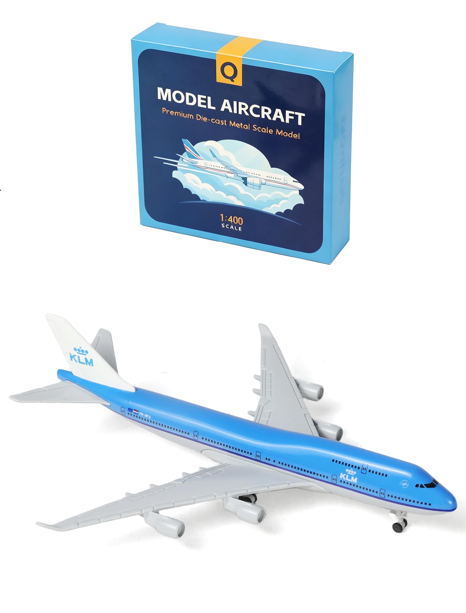 Amazon | QIYUMOKE 1/400 KLMオランダ航空B747 金属製飛行機模型（着陸