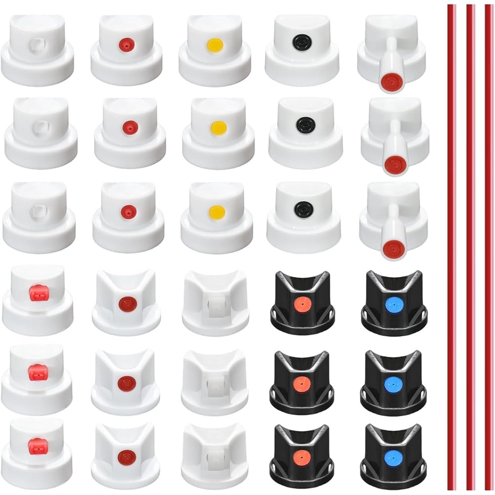 Littimoon Spraying Can Nozzle Tips for Graffiti, 30 PCS Universal Replacement Sprays Paint Caps & Nozzles Kit, for Montana Can