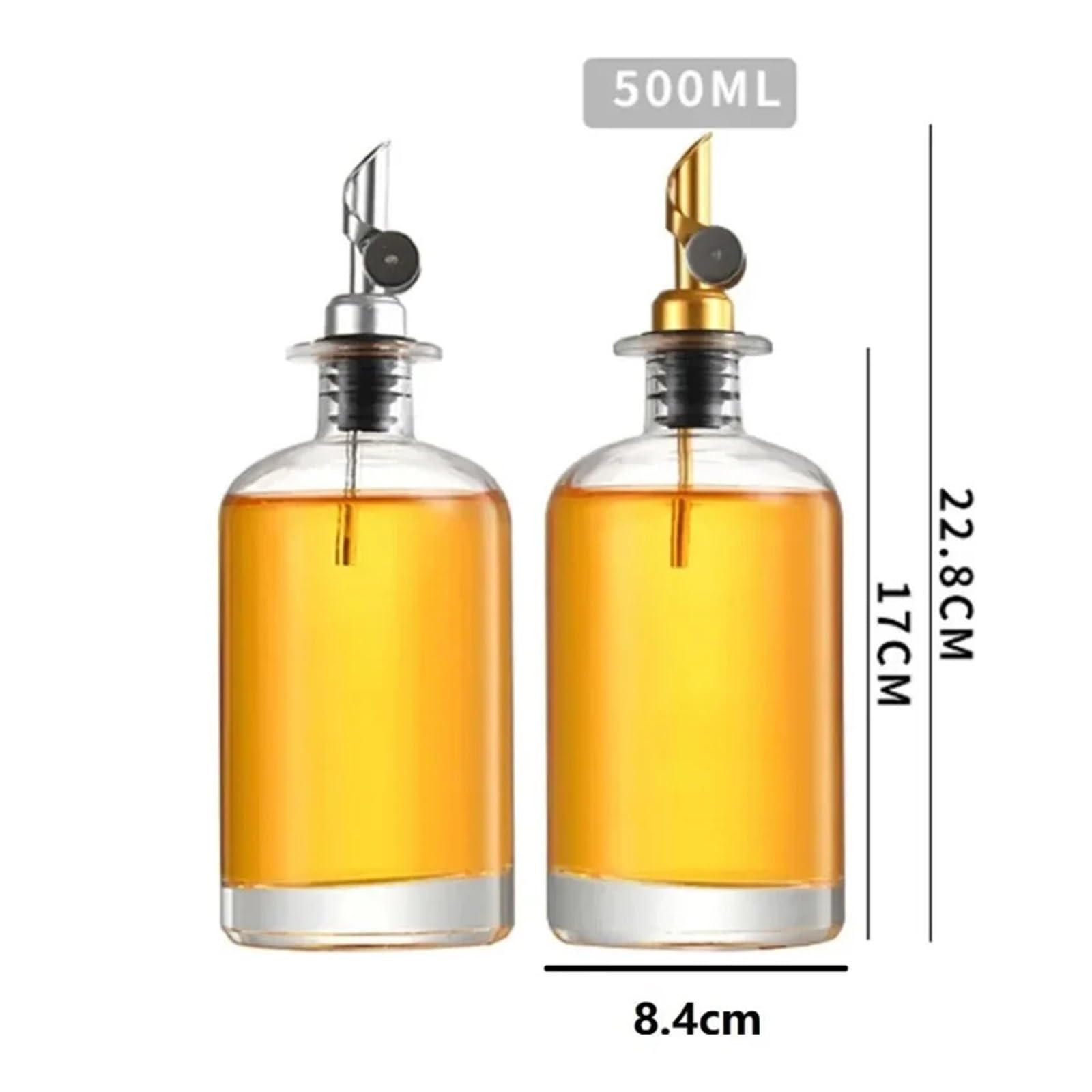 Dispenser per olio d'oliva in vetro per aceto e condimenti | Bottiglia per condimenti in vetro trasparente per olio e aceto(500ml)