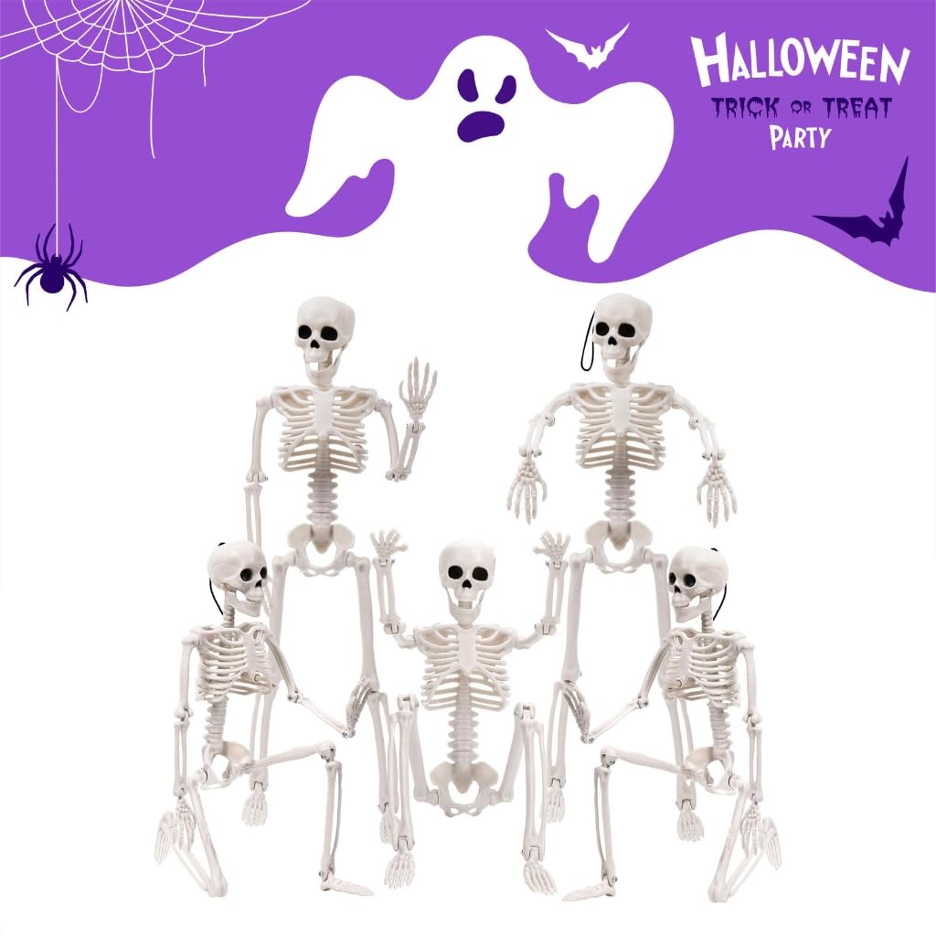 YORFULL Halloween Skelette 4-tlg. - Bewegliche Gelenke Für Grusel-Deko