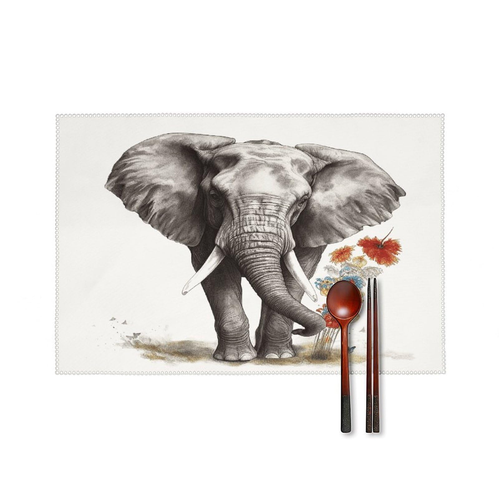 Fodpand Style Elephant5 Placemats Set Of 4 Place Mats Table Mats
