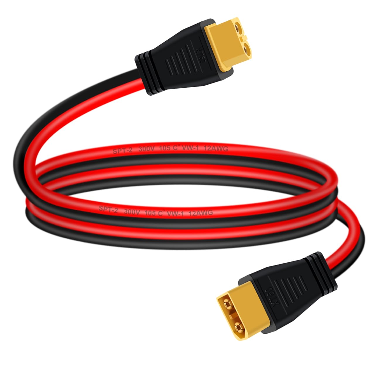 YINGAYOU XT60 Extension Cable Male to Female XT60 Cable 12AWG 30A, for Solar Generator, RC Battery, Portable Power Station and Solar Panel (3 m/ 9.8 ft)