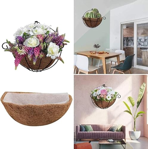 Miniatura 7 de 2 piezas de cestas colgantes de coco para maceta, tapete de cesta de flores, semicírculo de fibra de coco de repuesto para maceta de jardín