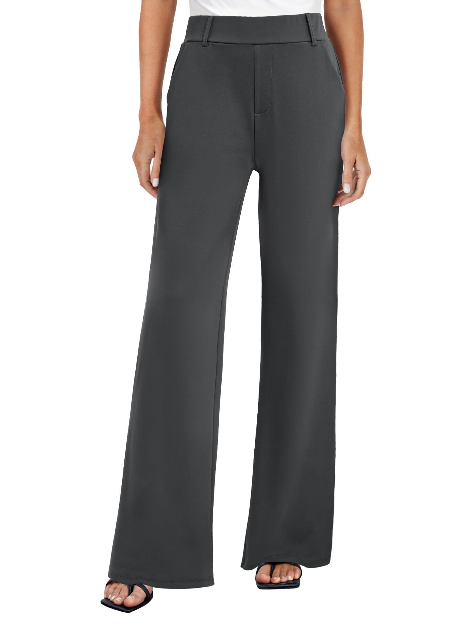 FireSwan Womens Wide Leg Dress Pants High Waisted Stretchy Work Trousers Business Casual Office Pull on Slacks with