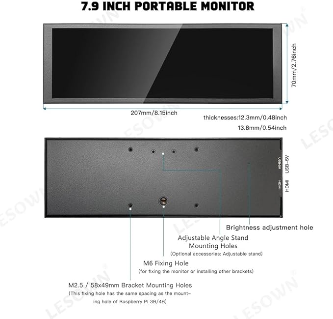 Monitor Extensor 7.9 Pulgadas 400x1280 IPS miniatura 5