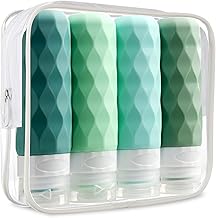 Gemice Travel Bottles for Toiletries, Tsa Approved 3oz Portable Travel Bottles, BPA Free Leak Proof Squeezable Travel Size Containers, Travel Accessories for Shampoo Conditioner Lotion (4 Pack), Avocado Green