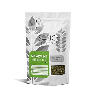 Sorich Organics Spearmint Herbal Tea Leaf 100gm for Women PCOD & PCOS - Balances Hormones, Reduces Facial Hair, Acne, Supports Digestion | Caffeine Free Dried Loose Infusion
