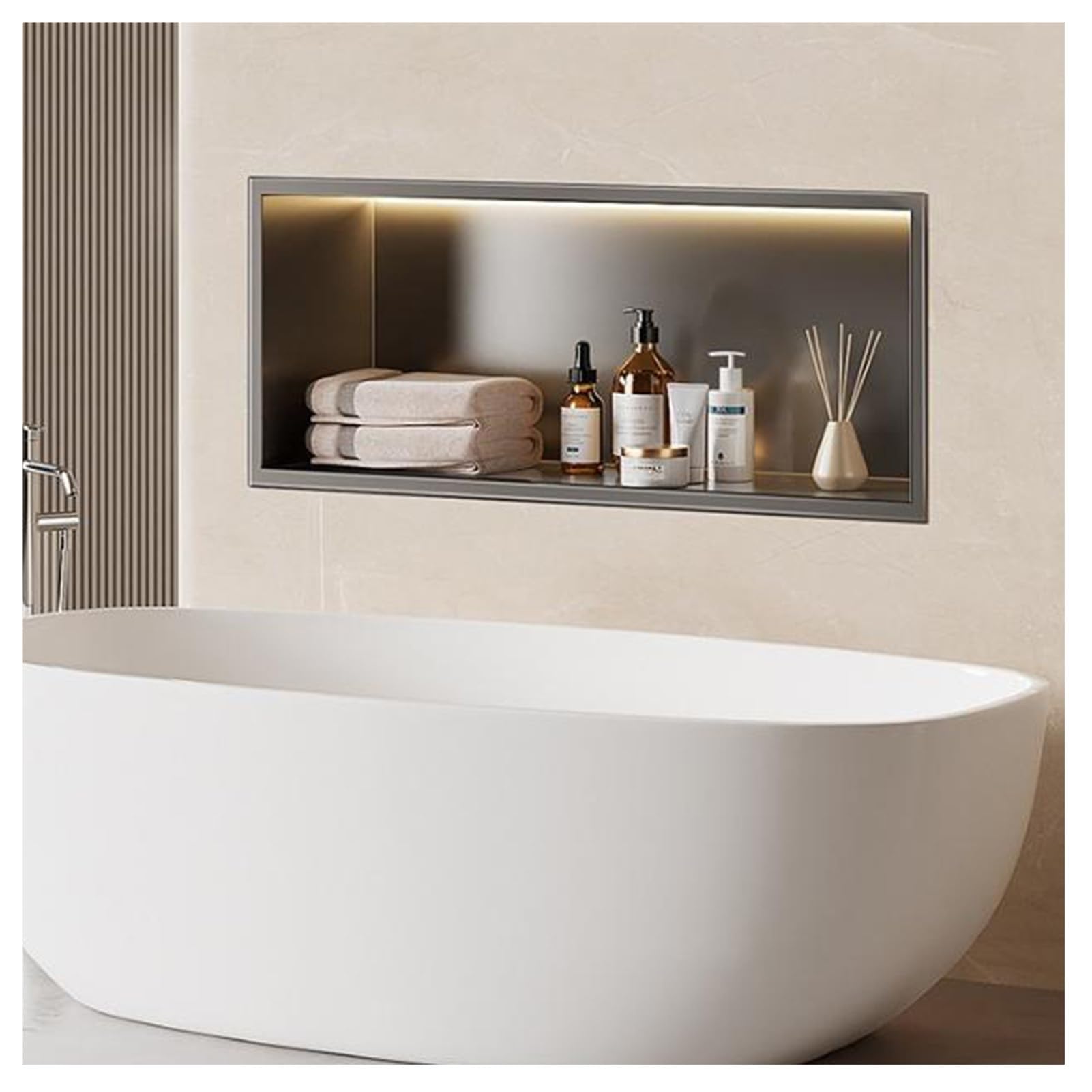 TPDRKOWJX Shower Niche，Shower Niche, Stainless Steel Recessed Wall For Storage Multiple Sizes(90x28x12.5cm)(90x28x12.5cm)