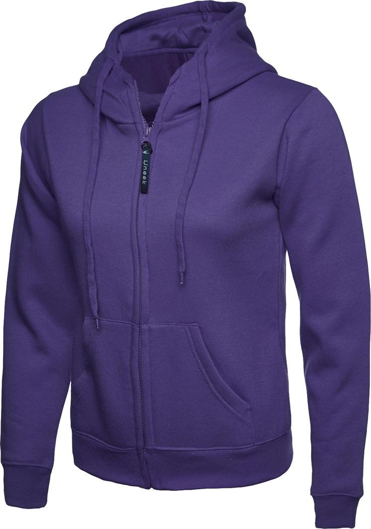 Shoppersbay Women's Purple Uneek Uc505 Classic Full Zip Hooded Sweatshirt Xs