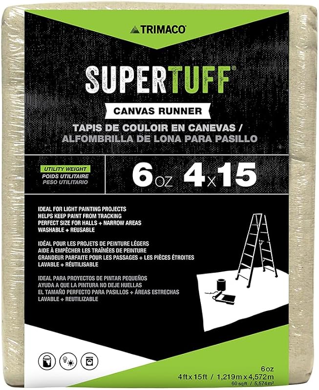 56708 SuperTuff 6 oz thick Utility Weight Canvas Drop Cloth, 4-feet x 15-feet,Beige