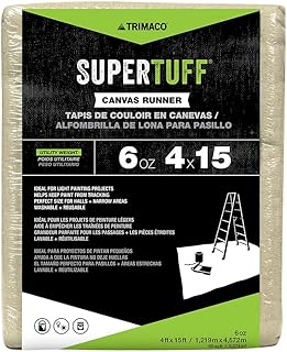Trimaco 56708 SuperTuff 6 oz thick Utility Weight Canvas Drop Cloth, 4-feet x 15-feet,Beige