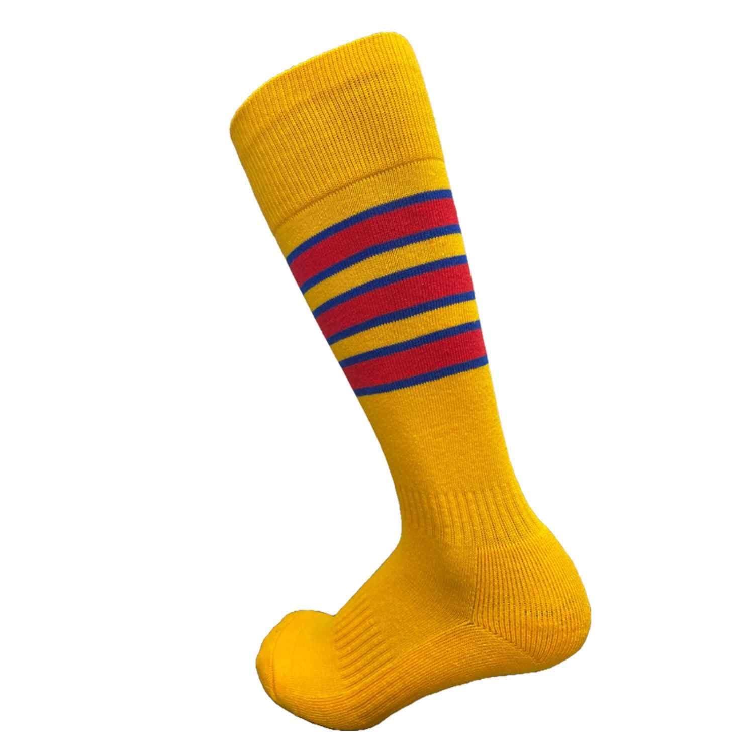 COUVER Mens Cotton Striped Knee High Sports Socks