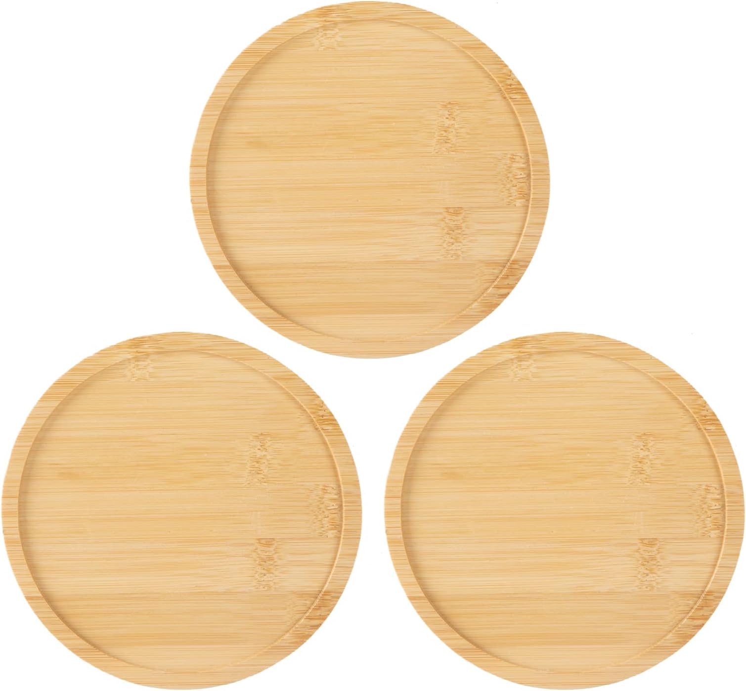 3 Pack Bamboo Saucer, 6 Inch Plant Saucer, 5" Cactus Plant Tray, Round Bamboo Tray for Modern Ceramic Flower Pot, Planter Pot, Cup Holder, Spoon Holder, Kitchen Utensil Rest