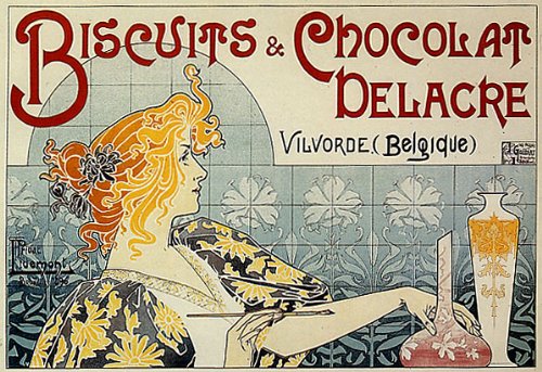 WONDERFULITEMSBiscuits Chocolat DELACRE VILVORDE Belgium Elegant Gourmet Belgian Cookie 16" X 24" Image Size Vintage Poster REPRO