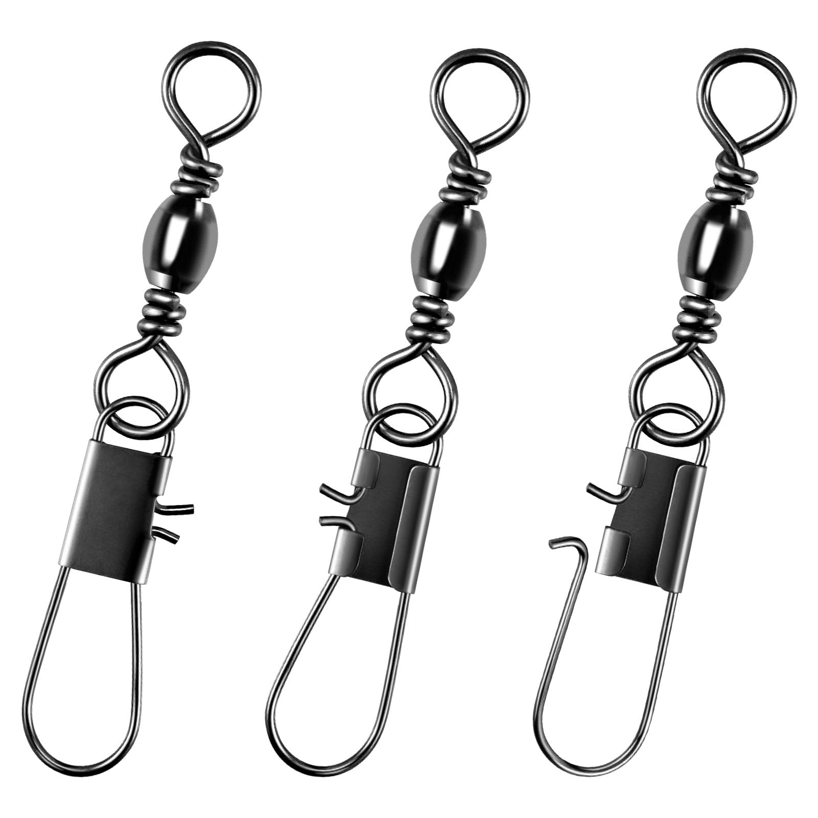Alwonder 100 Pcs Quick Change Fishing Snap Swivel Size 1-12 Terminal Tackle  Quick Change Interlock Rolling Swivels Fishing Snap to Line Lure