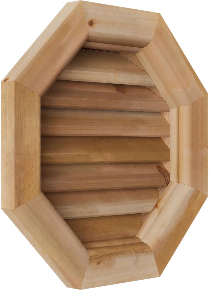 Ekena Millwork GVWOC20X2000SFUWR GVWOL12X3201SFPWR, 25"W x 25"H (Rough Opening: 20"W x 20"H), Western Red Cedar, Unfinished