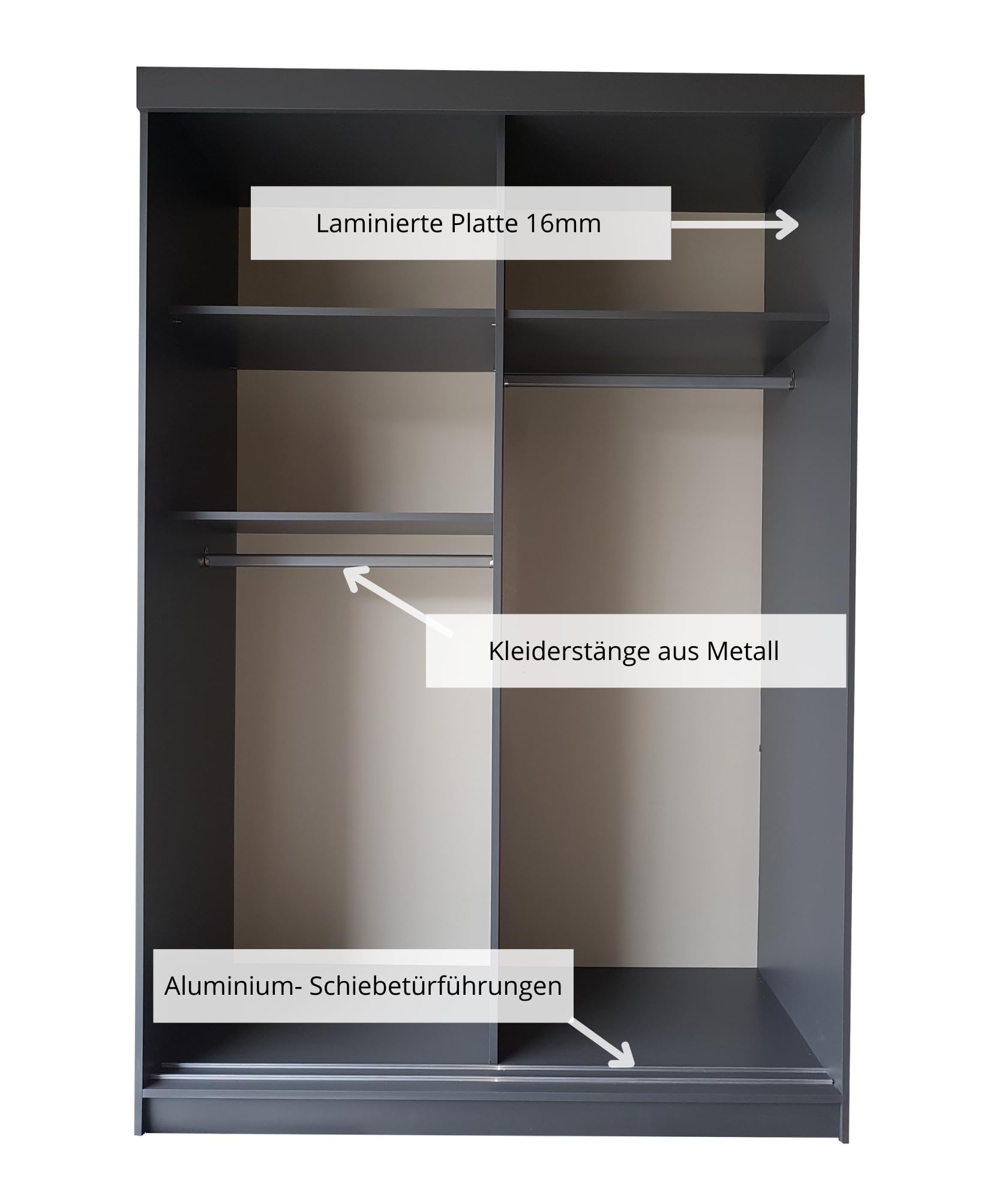 KIER FURNITURE Armoire 138x205x59 cm avec Miroir - LAMARO - Armoire de Rangement Dressing - Garde‑Robe Placard Penderie - Meuble de Rangement Vêtements - Chambre Adulte & Enfant - Noir & Old Style