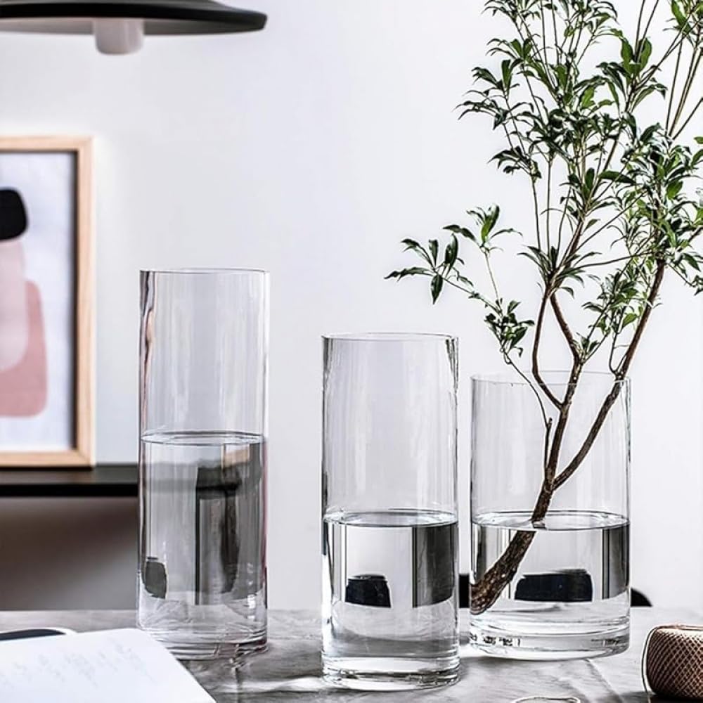 Amazon.co.jp: Zxyler 円筒形ガラス花瓶｜60cm 高さクリスタルガラス製