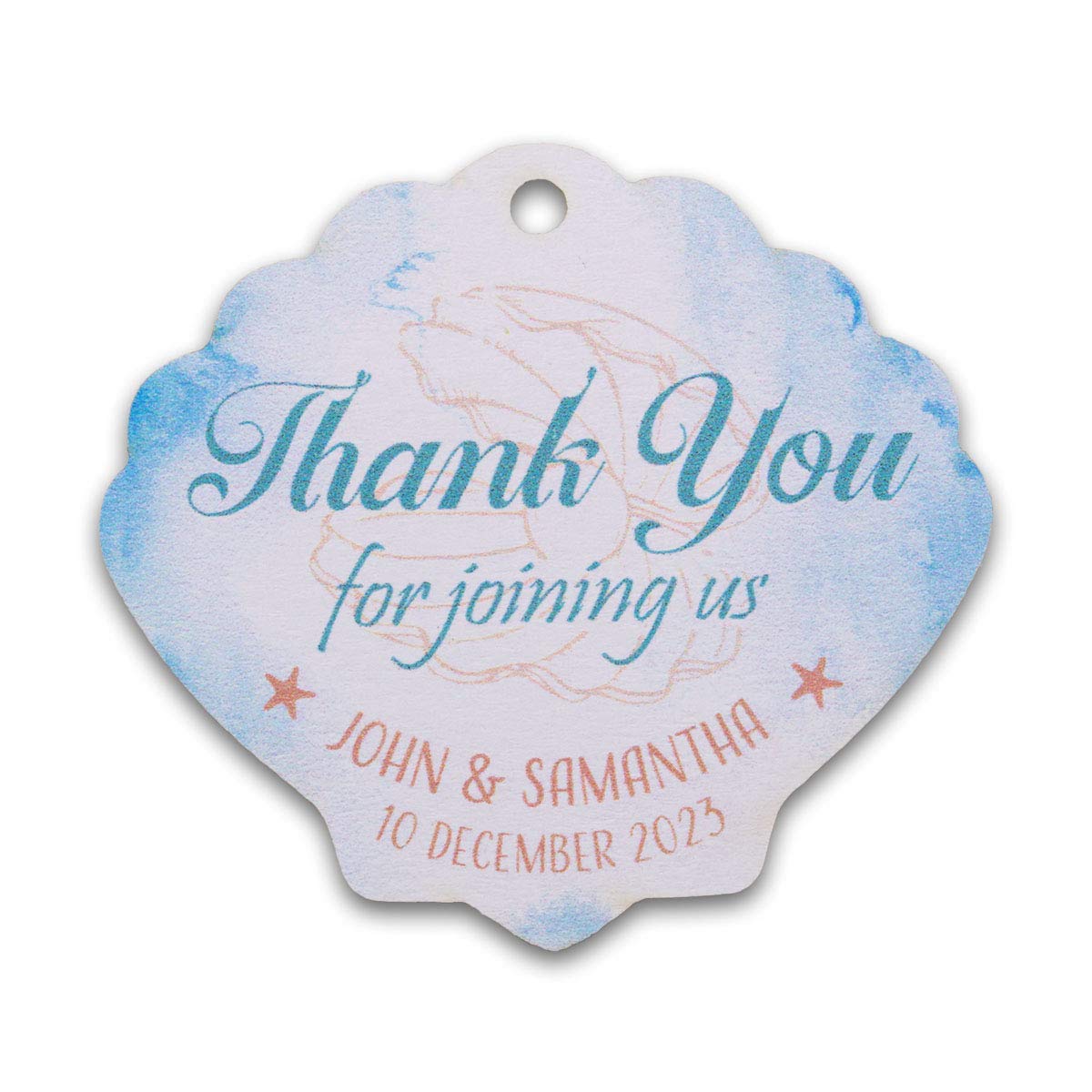 Summer-Ray 50pcs Personalised Beach Themed Wedding Seashell Thank You Favour Gift Tags (Thank You for Joining us)