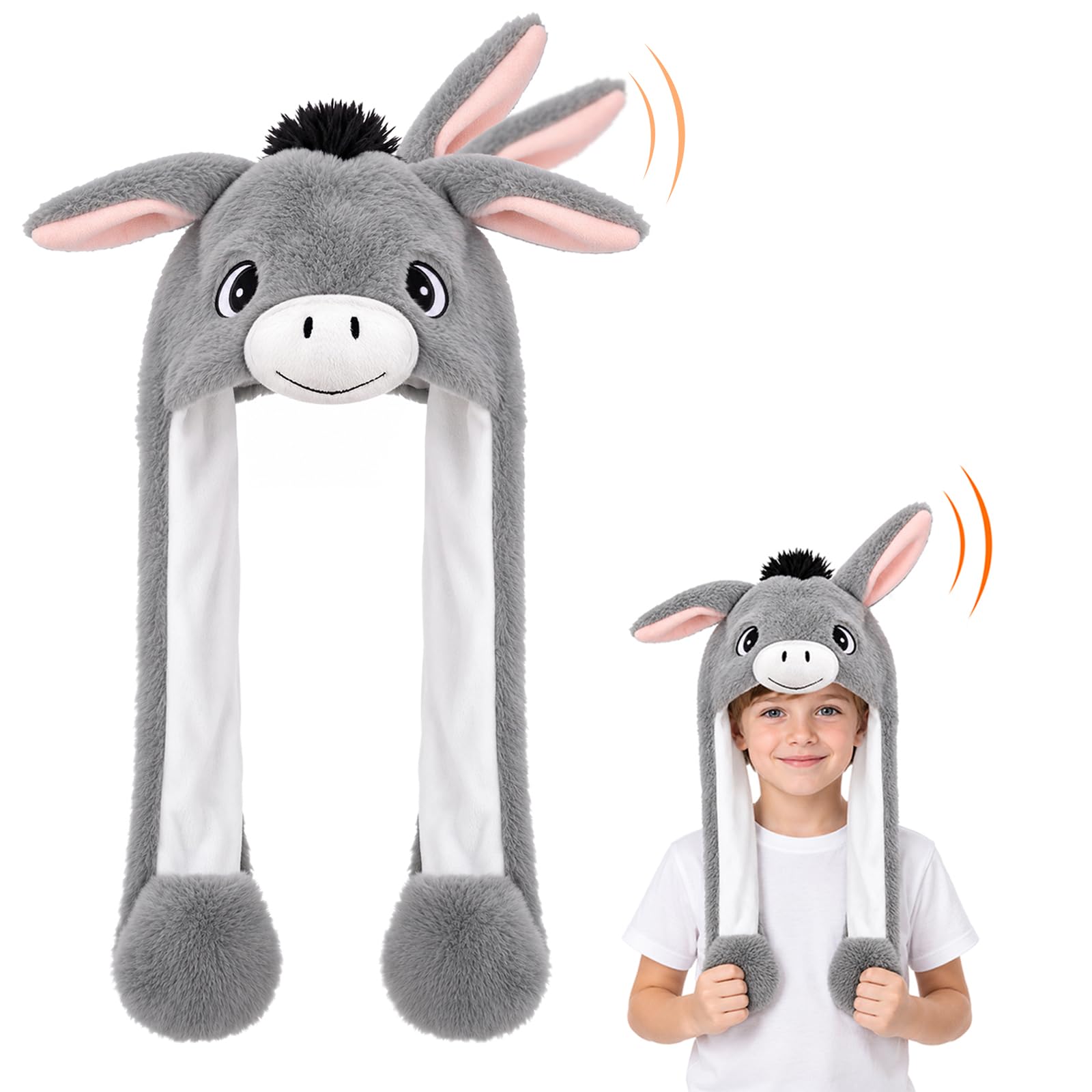 Hifot Animal Hat with Moving Ears Kids Adults, Plush Animal Moving Ears Hat