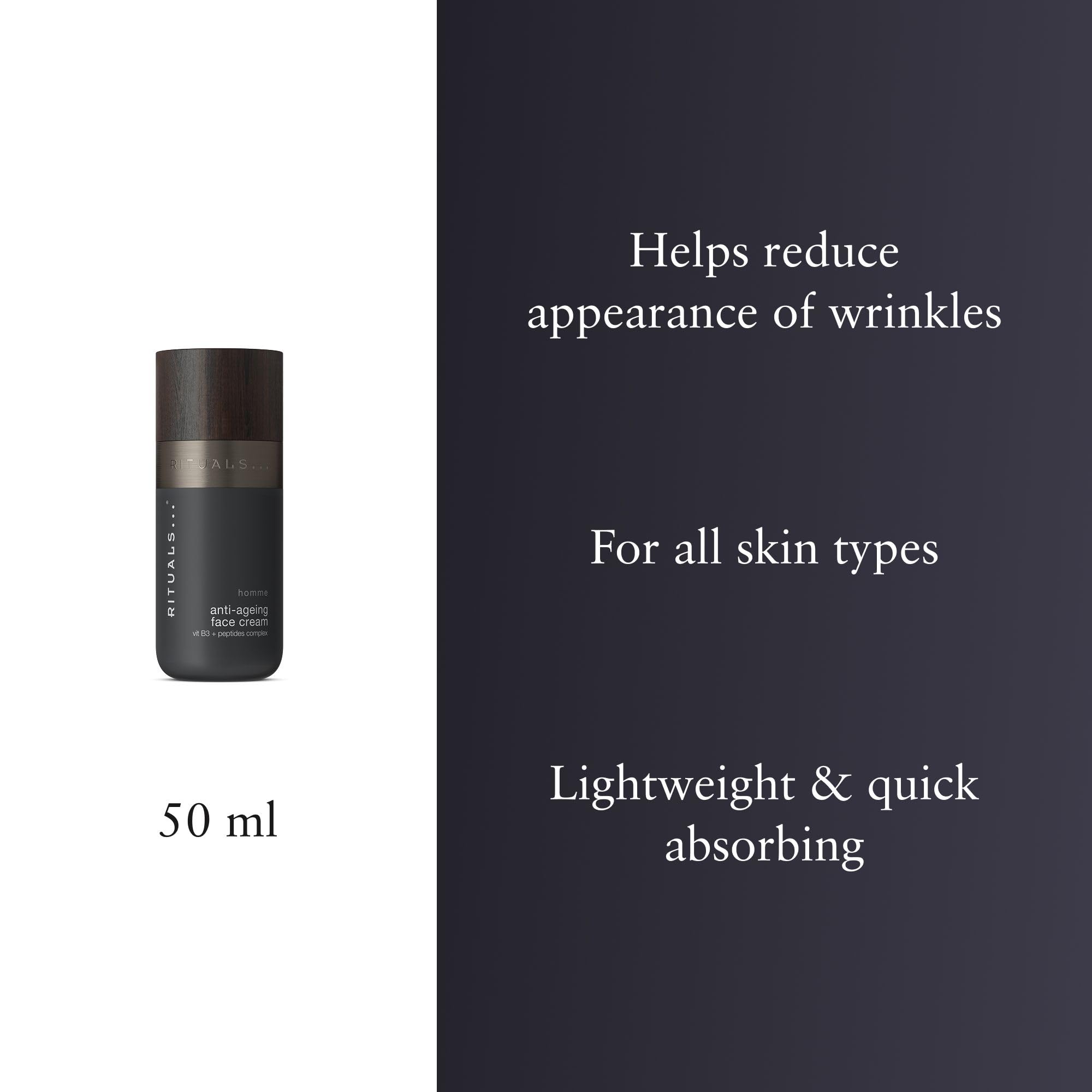 RITUALS Homme Anti-Ageing Face Cream, Anti-Aging-Gesichtscreme für Männer mit Vitamin B3 und Peptidkomplex, 50 ml