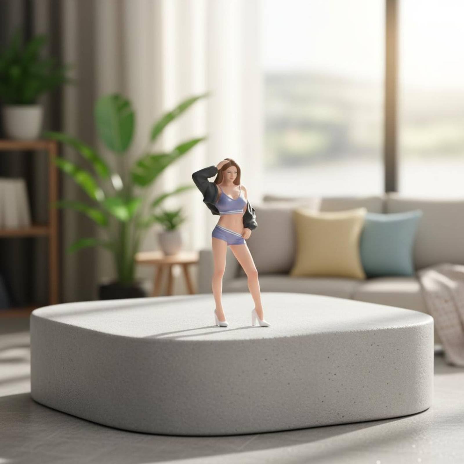 Milageto Miniatura Femenina Figurita Estatua Muñeca Mujer Realista de Resina con Rasgos Faciales Definidos y Moderno Adecuada para Vitrinas Maquetas Escenas Colección