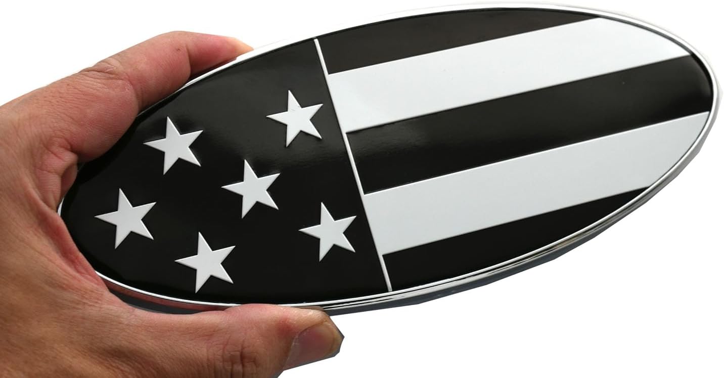 3Pcs New Custom American Flag USA 3D Badge Decal Stickers Side Rear Front Hood Emblem Compatible with Peterbilt (Chrome White)