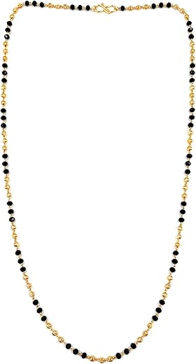 JHB Women Traditional Black Bead Chain and Gold Plated Neck Chain for Women & Girls Wedding, Engagement and Anniversary (B...