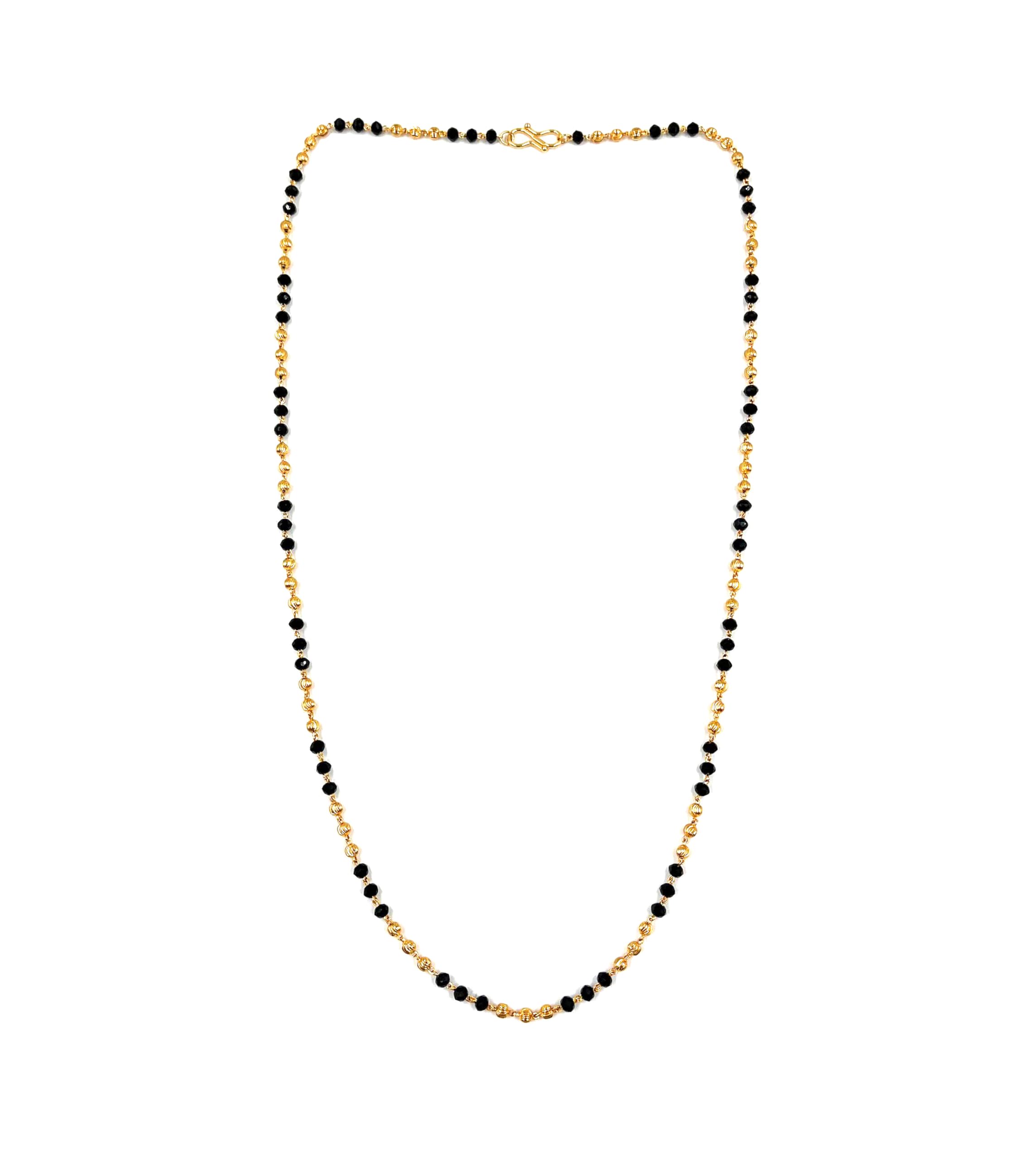 JHB Women Traditional Black Bead Chain and Gold Plated Neck Chain for Women & Girls Wedding, Engagement and Anniversary (Black and Golden) (B0CW1W5HWF) Amazon Price History, Amazon Price Tracker