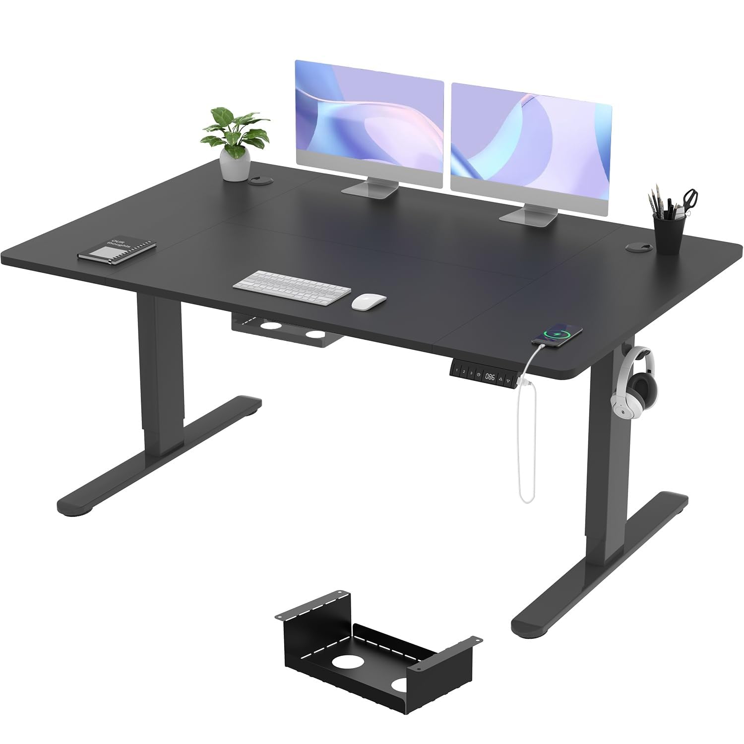 TRIUMPHKEY Scrivania Regolabile in Altezza Elettrica 140 x 80cm,Scrivania multifunzione per computer,3 Altezze di Memoria 72 118 cm,con Porta di Ricarica USB,Standing Desk,per Ufficio | Gestione cavi, Type-C. 3 memorie e anticollisione. Regolazione fluida