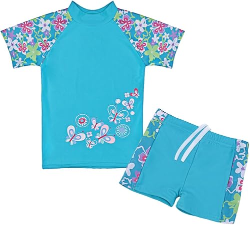 TFJH E Traje de baño para niñas UPF 50+ UV traje de baño de dos piezas Sunsuit 2-6 años