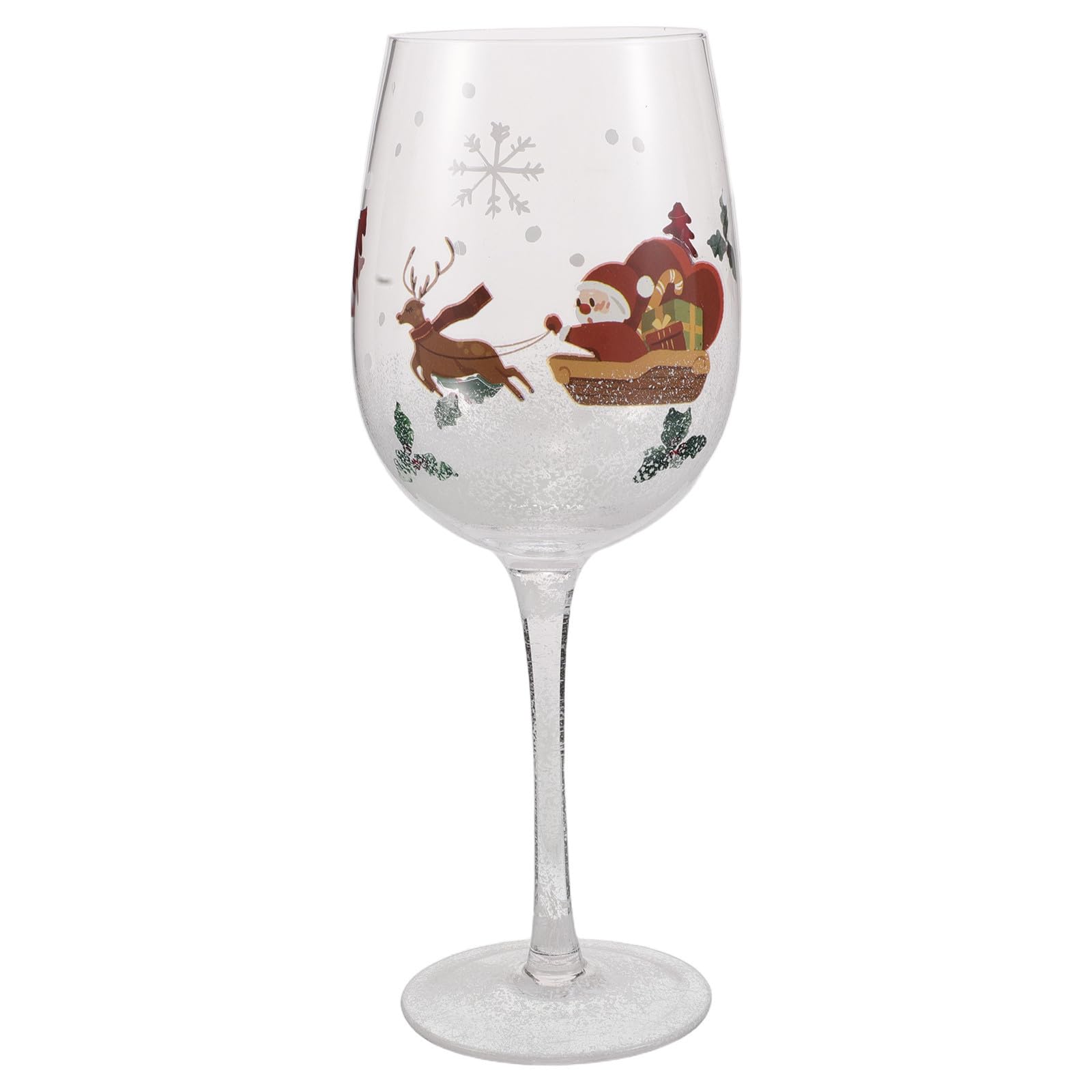 Copas de vino de cristal de 465ml pintadas a mano con elegante tallo largo para Navidad