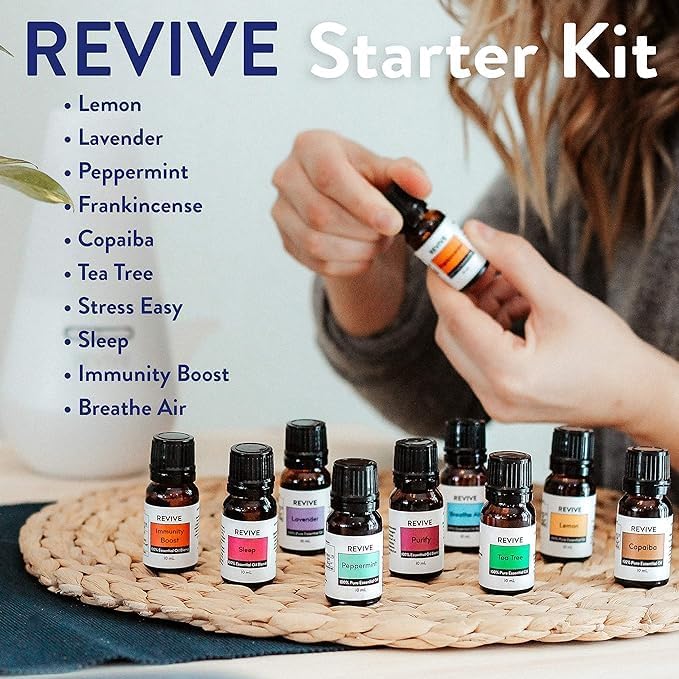 Miniatura 2 de Kits de aromaterapia de Revive Essential Oils  100% puro grado terapéutico, difusor, masaje, aromaterapia (kit de inicio + difusor de halo)