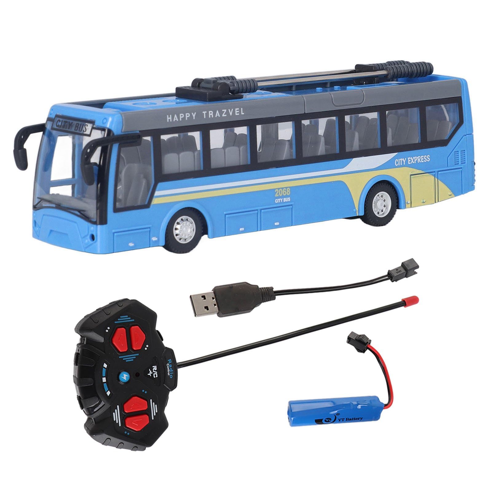 Bus Rc pour Enfants,Bus télécommandé, Bus radiocommandé Haute Simulation, Conduite multidirectionnelle, Bus Scolaire radiocommandé Rechargeable pour Enfants, Bleu