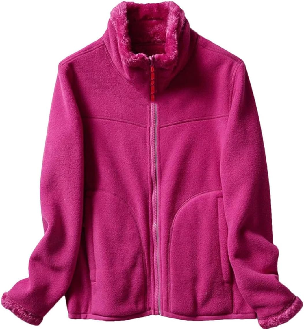 Women's Winter Double-Sided Fleece Jacket - Thickened Stand Collar Polar Fleece Outerwear