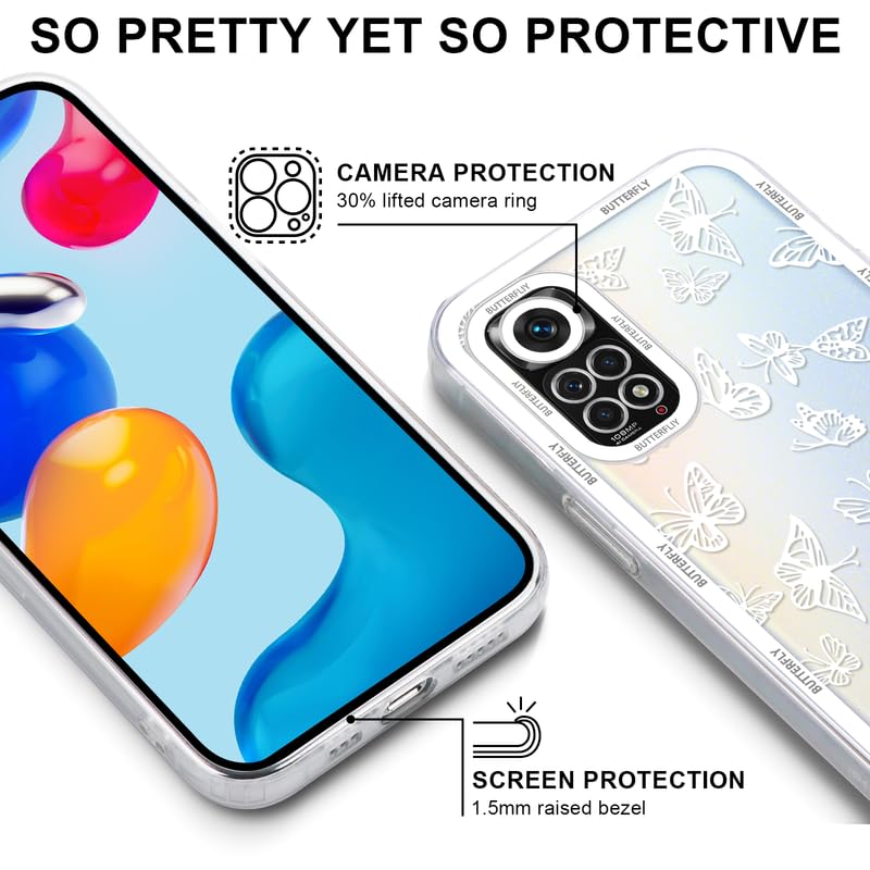 Yoedge 2 Pezzi Cover Per Xiaomi Redmi Note 11/Note 11S 4G, Silicone Morbido Matte Con Farfalle, Viola Chiaro