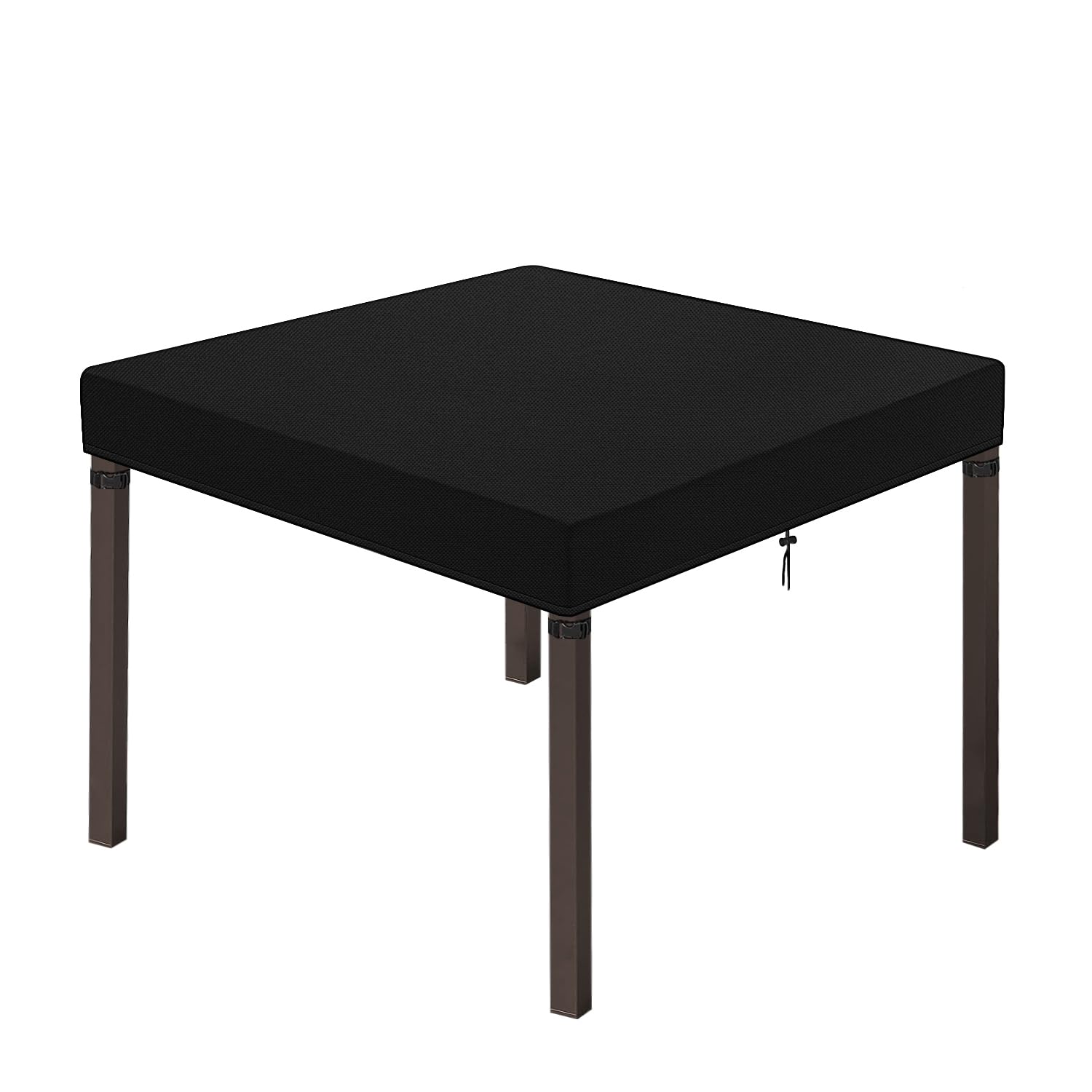 Dokon Tischplatte Abdeckung Wasserdicht Gartenmöbel Schutzhülle Winddicht UV-Beständiges Robustes Oxford-Gewebe Tischplattenhülle, Schutzhülle für Gartentisch, Quadratisch (90x90x15cm) - Schwarz