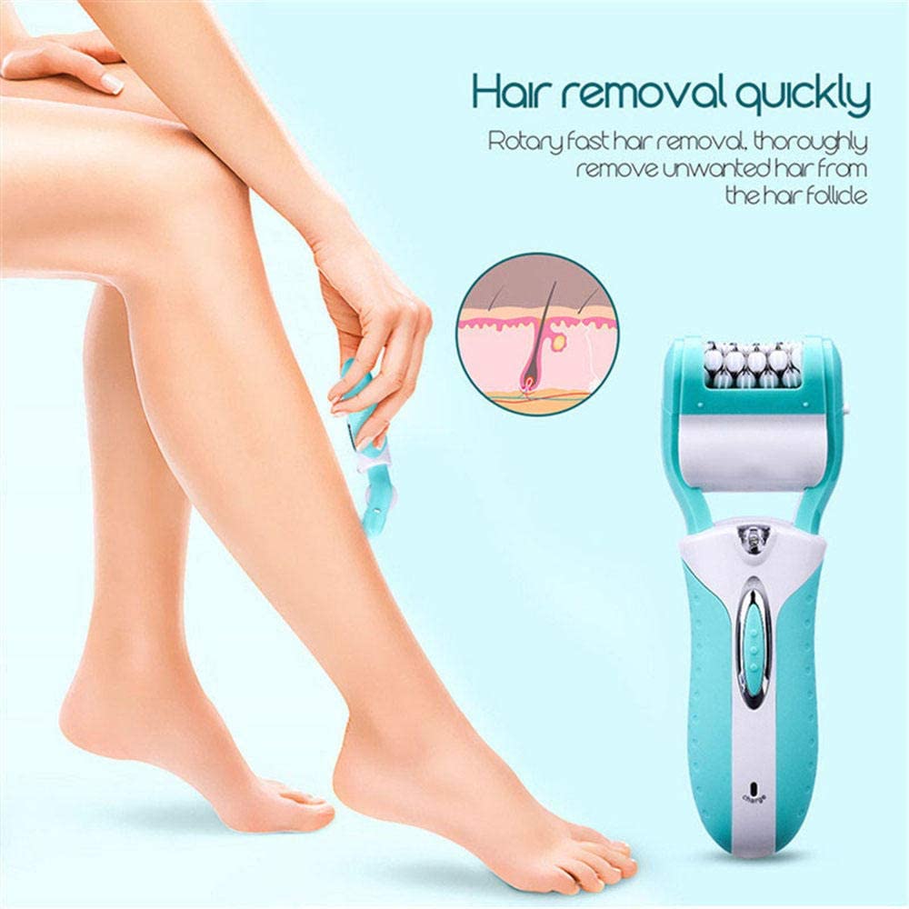 Lima para pies Eléctrica Removedor de Callos eléctrico, 3 en 1 Recargable con luz LED Depiladora de pedicura eléctrica Depilación Pedicura Herramientas para el Cuidado de los pies-Rosa (Azu