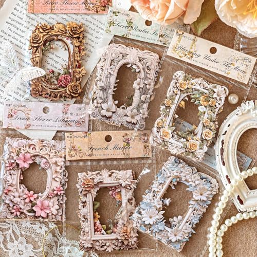 Cadres pour scrapbooking vintage en papier kraft à fenêtre fleurie rétro
