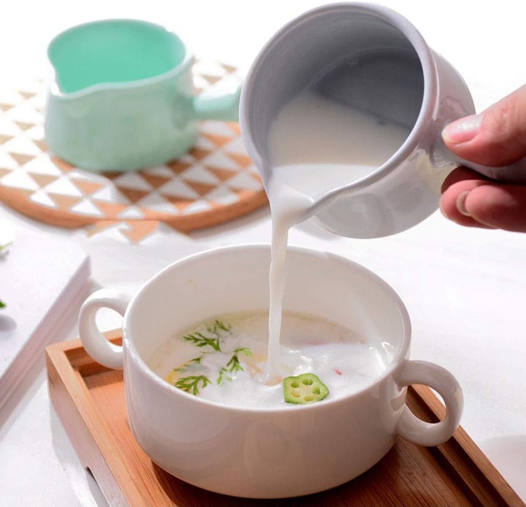 ミルク泡立てピッチャー ハンドルミルクカップの陶磁器のミルクジャグハンドルミルクカップスープボウルベーキングベーキングボウルウエスタ