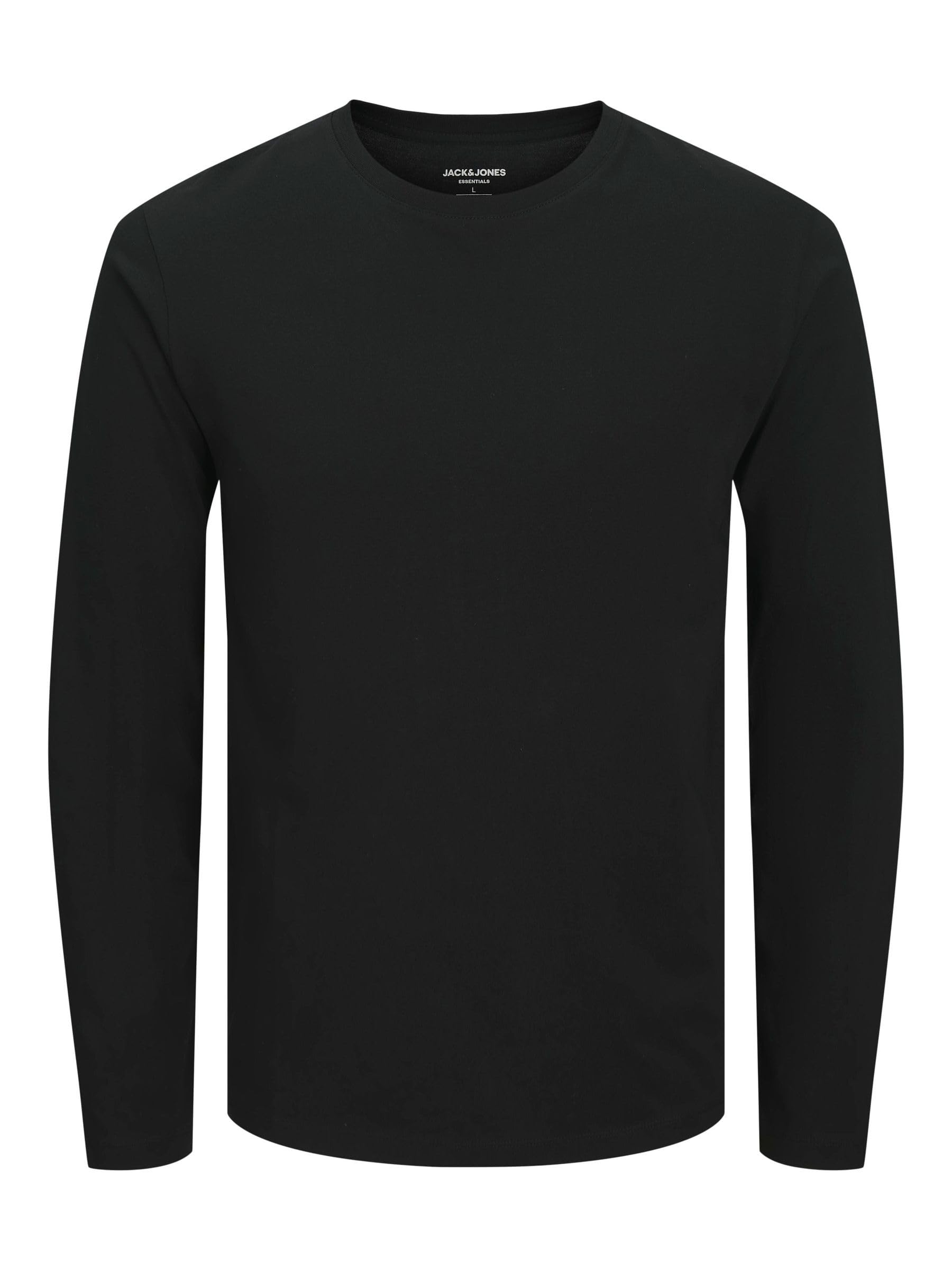 JACK & JONES Jjeorganic Basic Tee LS O-Neck Noos, Black, L