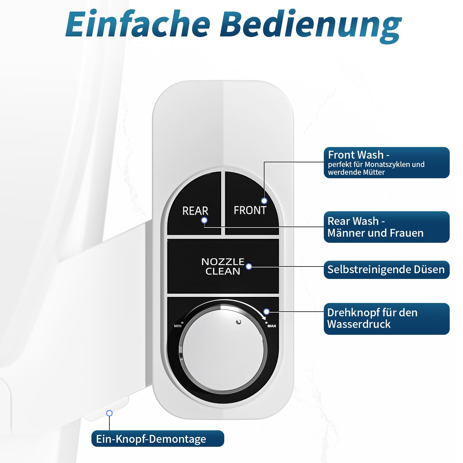 SAMODRA Bidet – Selbstreinigende Doppeldüse, kaltes Wasser, nicht elektrischer Bidet-Aufsatz für Toilette,unabhängig einstellbarer Wasserdruck, Quick-Release Funktion für einfach Reinigung