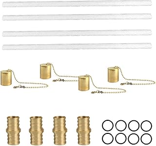 Wine Bottle Torch Kit - Fiberglass Torch Replacement Wicks,Outdoor Torch Kit Includes 4 Long Life Torch Wicks, Copper Lamp Cover & Brass Wick