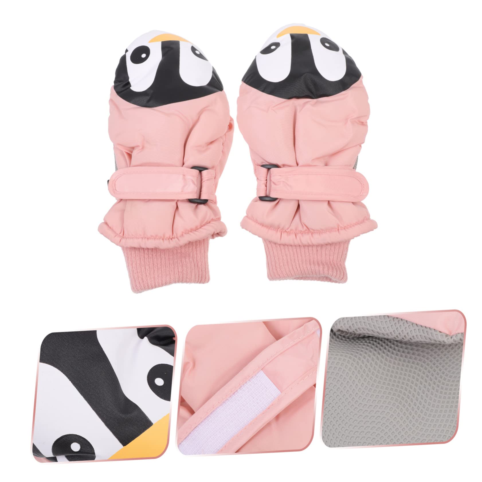 PACKOVE 2 Paar Winterhandschuhe für Kinder thermohandschuhe wärmende Handschuhe Wasserabweisende Handschuhe fahrradhandschuhe Karikatur Thermische Versorgung Junge Warmer Samt Rosa